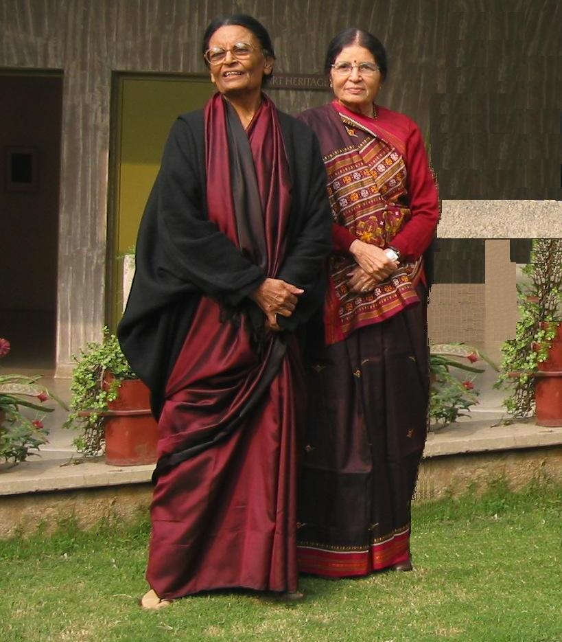 Vidyaben with Sundariji (left) at Triveni in 2002